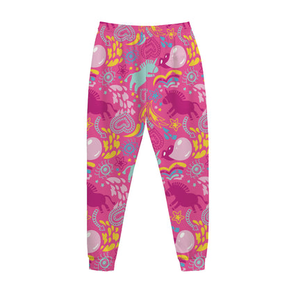 Pink Girly Unicorn Print Jogger Pants