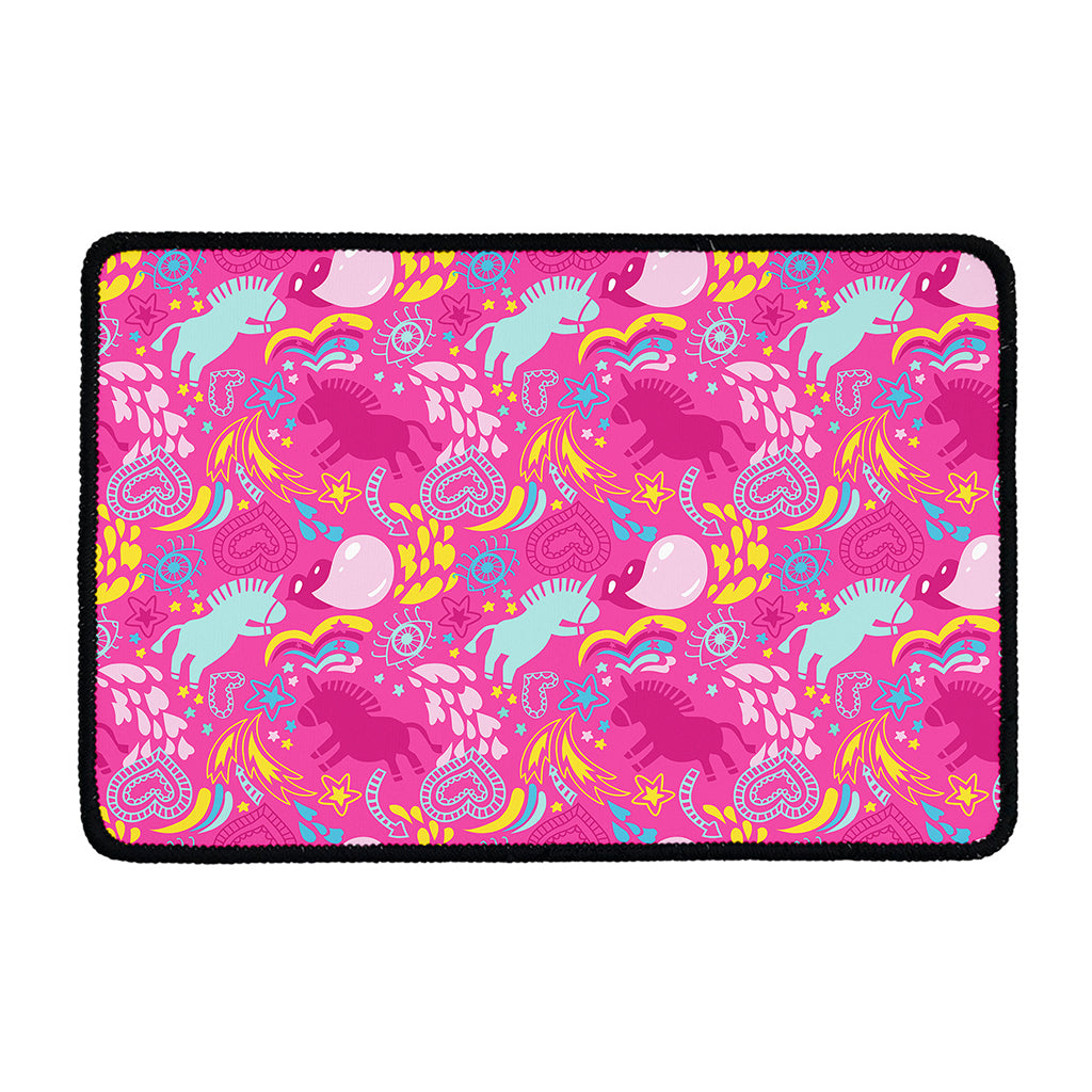 Pink Girly Unicorn Print Kitchen Mat