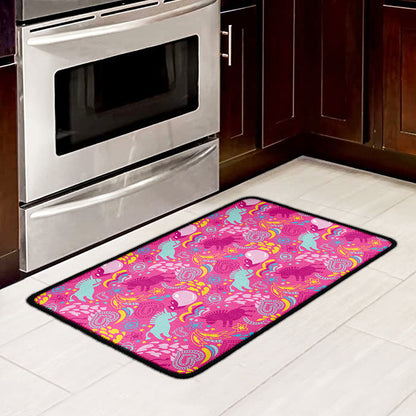 Pink Girly Unicorn Print Kitchen Mat