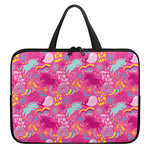 Pink Girly Unicorn Print Laptop Sleeve With Handle
