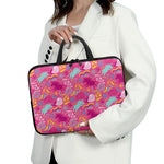 Pink Girly Unicorn Print Laptop Sleeve With Handle