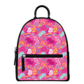Pink Girly Unicorn Print Leather Backpack
