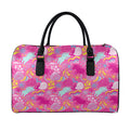 Pink Girly Unicorn Print Leather Duffel Bag