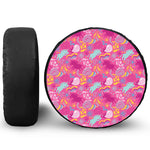 Pink Girly Unicorn Print Leather Spare Tire Cover