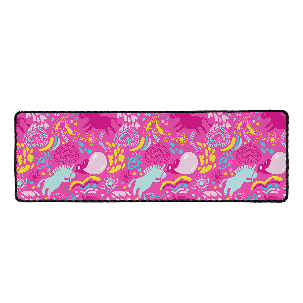 Pink Girly Unicorn Print Long Kitchen Mat