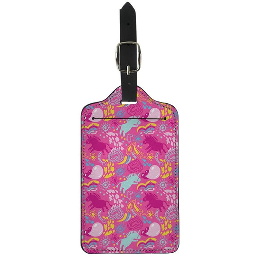 Pink Girly Unicorn Print Luggage Tag