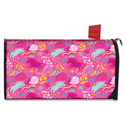 Pink Girly Unicorn Print Mailbox Cover