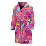 Pink Girly Unicorn Print Men's Bathrobe