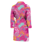 Pink Girly Unicorn Print Men's Bathrobe