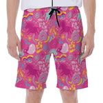 Pink Girly Unicorn Print Men's Beach Shorts