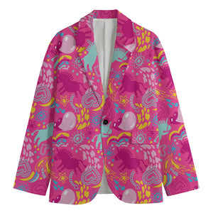 Pink Girly Unicorn Print Men's Blazer