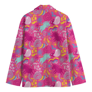 Pink Girly Unicorn Print Men's Cotton Blazer