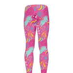 Pink Girly Unicorn Print Men's leggings