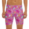 Pink Girly Unicorn Print Men's Long Boxer Briefs