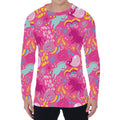 Pink Girly Unicorn Print Men's Long Sleeve T-Shirt