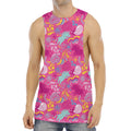Pink Girly Unicorn Print Men's Muscle Tank Top