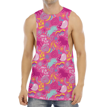 Pink Girly Unicorn Print Men's Muscle Tank Top