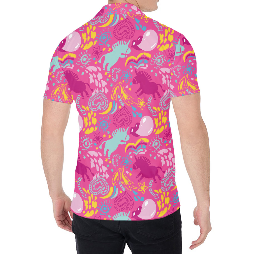 Pink Girly Unicorn Print Men's Shirt