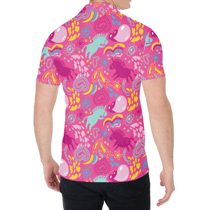 Pink Girly Unicorn Print Men's Shirt