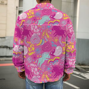 Pink Girly Unicorn Print Men's Shirt Jacket