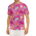 Pink Girly Unicorn Print Men's Short Sleeve Rash Guard