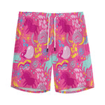 Pink Girly Unicorn Print Men's Sports Shorts