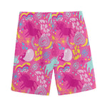Pink Girly Unicorn Print Men's Sports Shorts