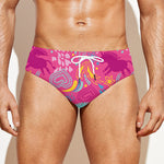 Pink Girly Unicorn Print Men's Swim Briefs