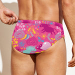 Pink Girly Unicorn Print Men's Swim Briefs