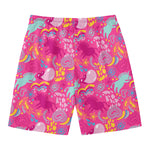 Pink Girly Unicorn Print Men's Swim Trunks