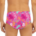 Pink Girly Unicorn Print Men's Triangle Swim Briefs