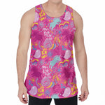 Pink Girly Unicorn Print Men's Velvet Tank Top