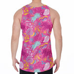 Pink Girly Unicorn Print Men's Velvet Tank Top