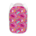 Pink Girly Unicorn Print Mesh Laundry Hamper