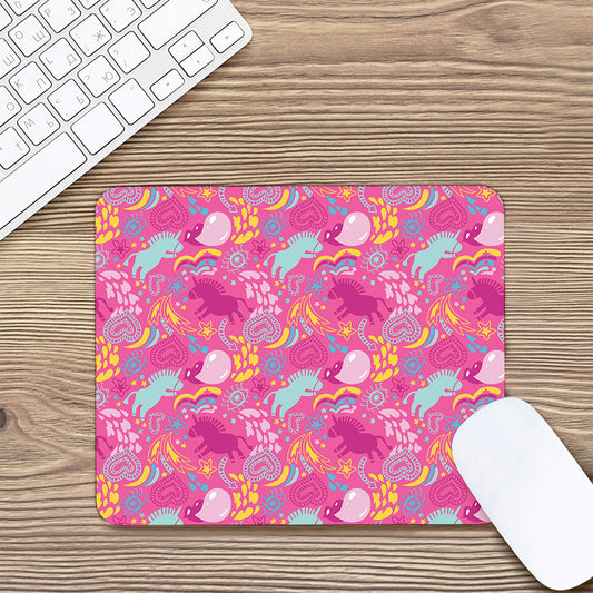 Pink Girly Unicorn Print Mouse Pad