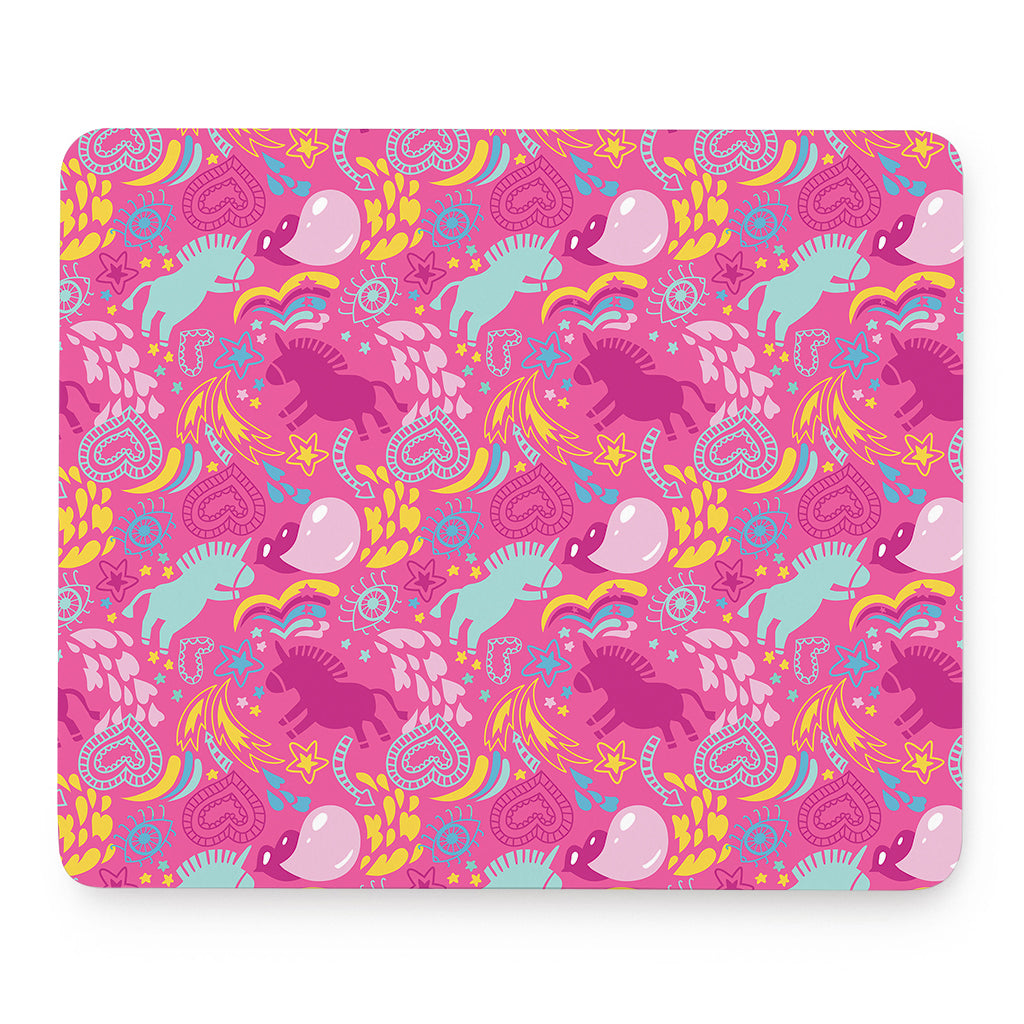 Pink Girly Unicorn Print Mouse Pad