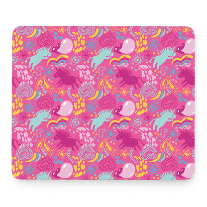 Pink Girly Unicorn Print Mouse Pad