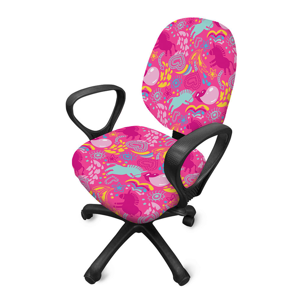 Pink Girly Unicorn Print Office Chair Cover