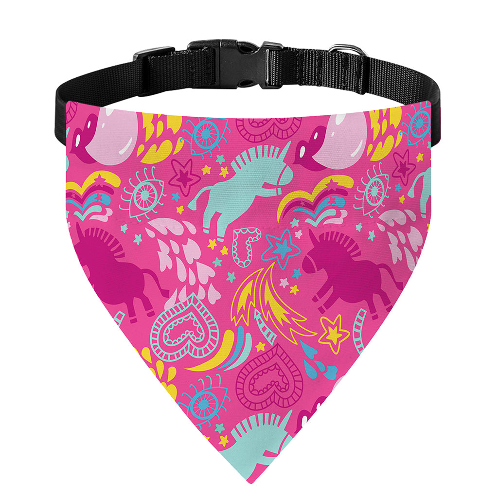 Pink Girly Unicorn Print Over The Collar Dog Bandana