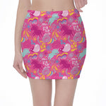 Pink Girly Unicorn Print Pencil Mini Skirt