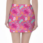 Pink Girly Unicorn Print Pencil Mini Skirt