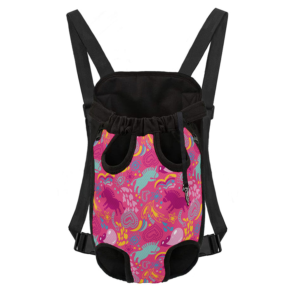 Pink Girly Unicorn Print Pet Carrier Backpack
