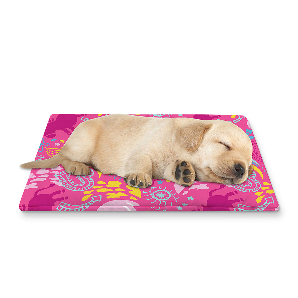 Pink Girly Unicorn Print Pet Cooling Mat Cover