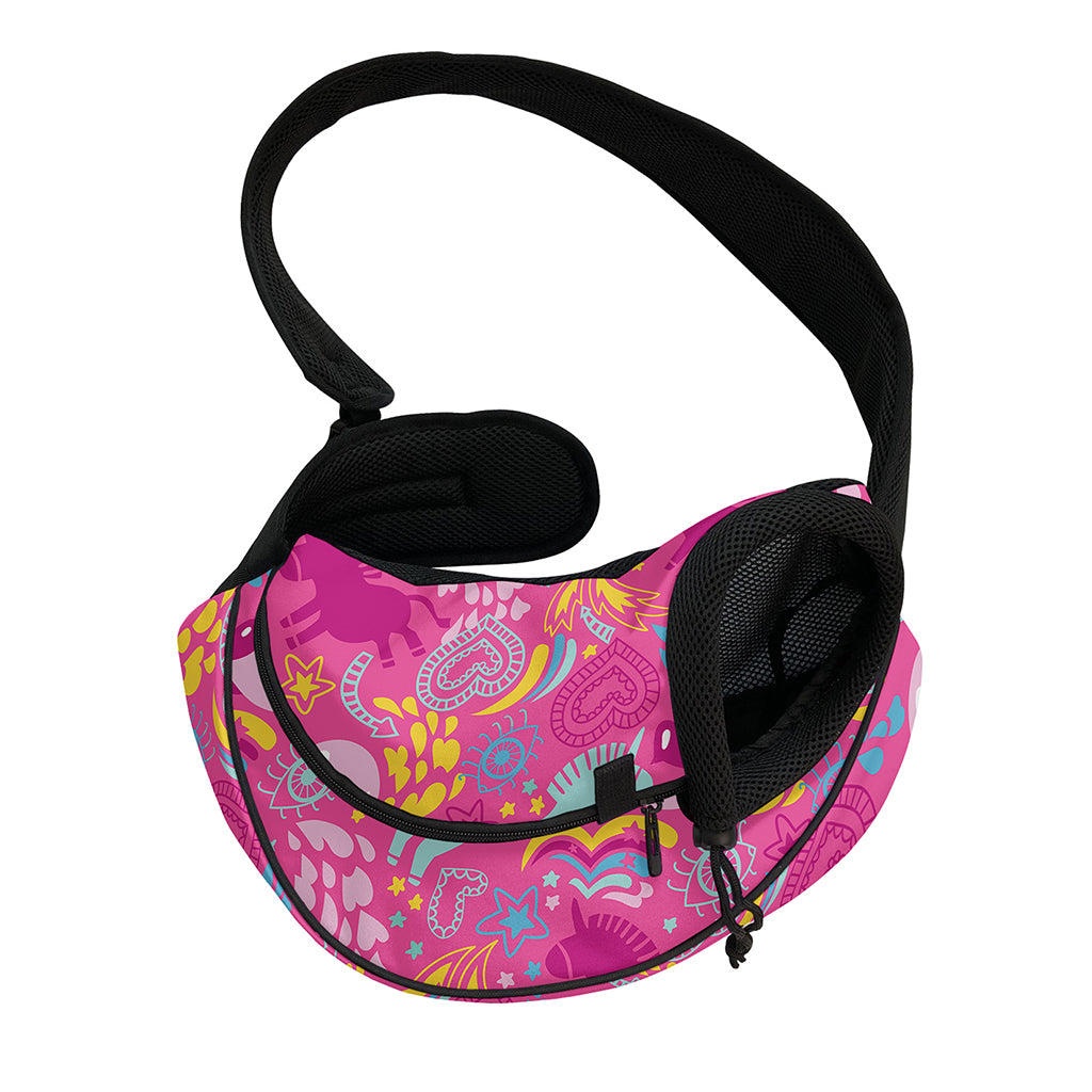 Pink Girly Unicorn Print Pet Sling Carrier