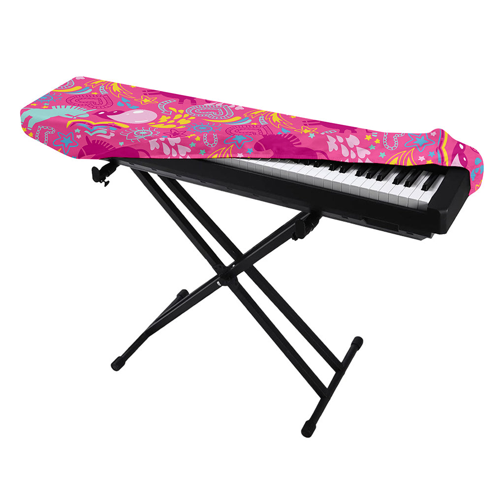 Pink Girly Unicorn Print Piano Keyboard Cover