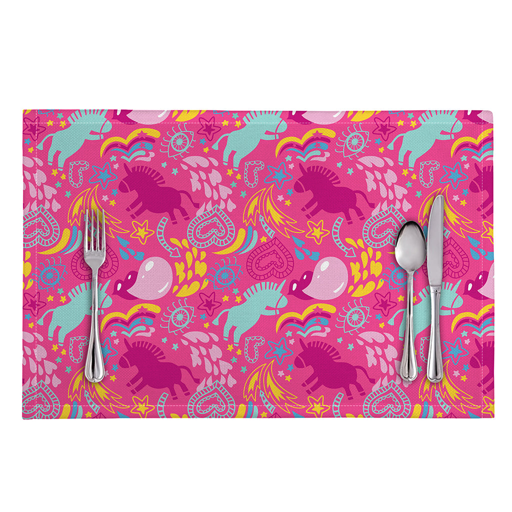 Pink Girly Unicorn Print Placemat
