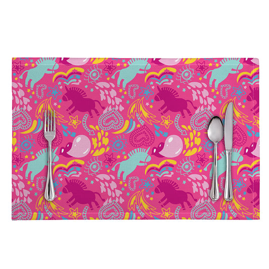 Pink Girly Unicorn Print Placemat