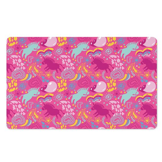 Pink Girly Unicorn Print Polyester Doormat