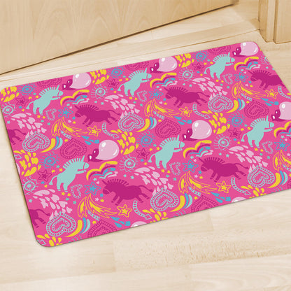 Pink Girly Unicorn Print Polyester Doormat