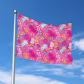 Pink Girly Unicorn Print Polyester Flag